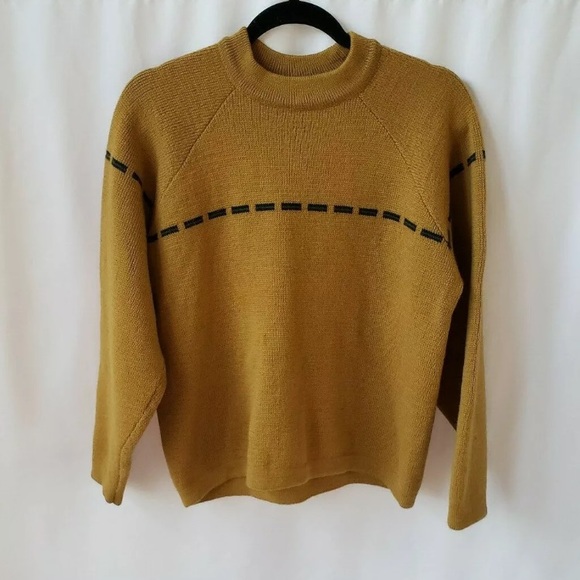 Towne and King Vtg Mustard Knit Crew Neck Sweater - Picture 3 of 8